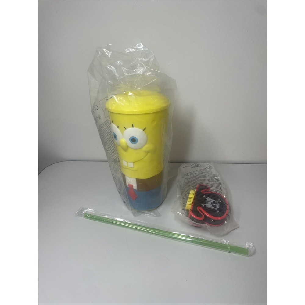 The SpongeBob Movie 2025 AMC SpongeBob Grippr Cup with Pirate Hat Topper & Straw